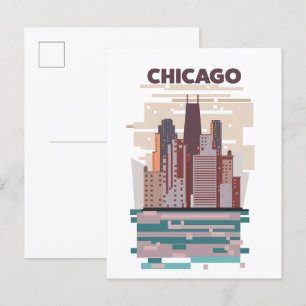 Chicago Inbjudan Vykort