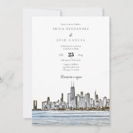 Chicago Invación de Boda Skyline Inbjudningar