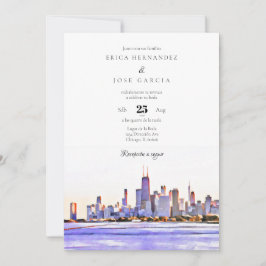Chicago Invación de Boda Skyline Investigation Inbjudningar