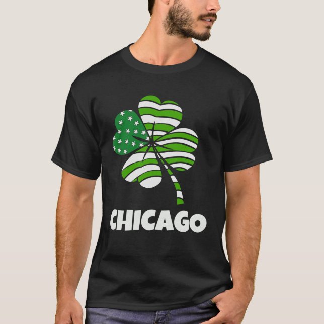Chicago Irish American St Paddy Day Parad Lucky T Shirt (Framsida)