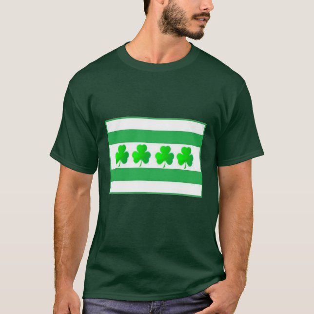 Chicago irländsk flaggagrönt t shirt (Framsida)