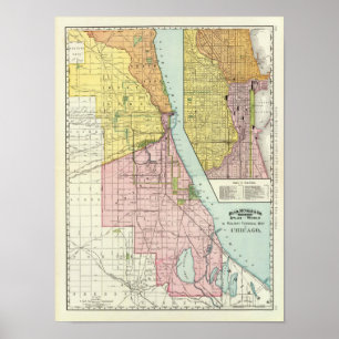 Chicago järnväg slutlig karta poster