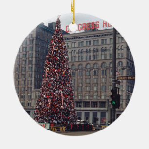 Chicago jul på kongresshotellet 1963 julgransprydnad keramik