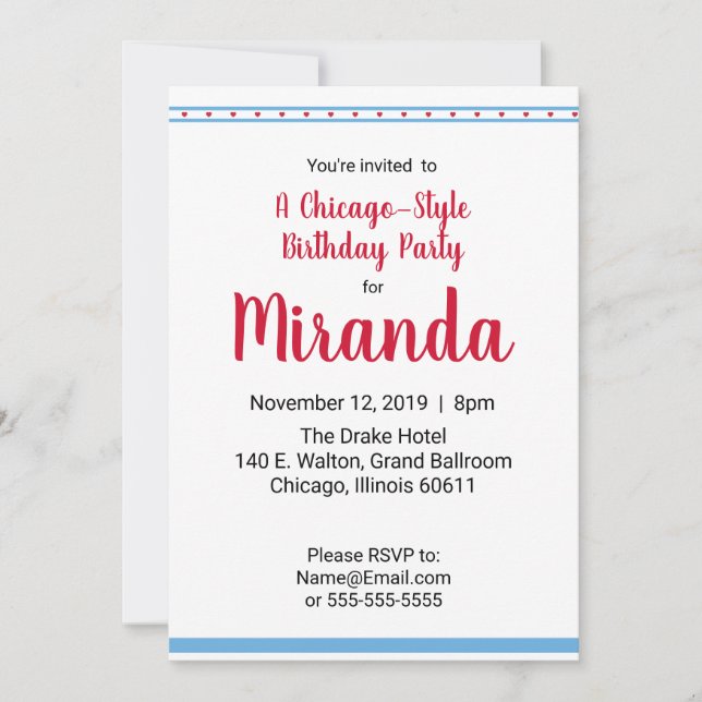 Chicago kärlek |  inbjudningar (Framsida)