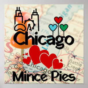 Chicago Kärlek Mince Paj Cityscape Poster