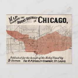 Chicago Karta från 1871 efter brand återställd Vykort