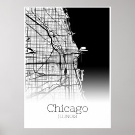 Chicago Karta - Illinois IL - City Karta Poster