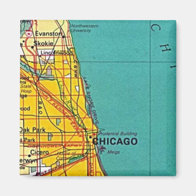 Chicago Karta Magnet (Framsidan)