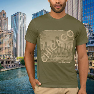 Chicago Khaki Tan Namn Graphic T-Shirt