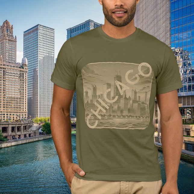 Chicago Khaki Tan Namn Graphic T-Shirt (Skapare uppladdad)