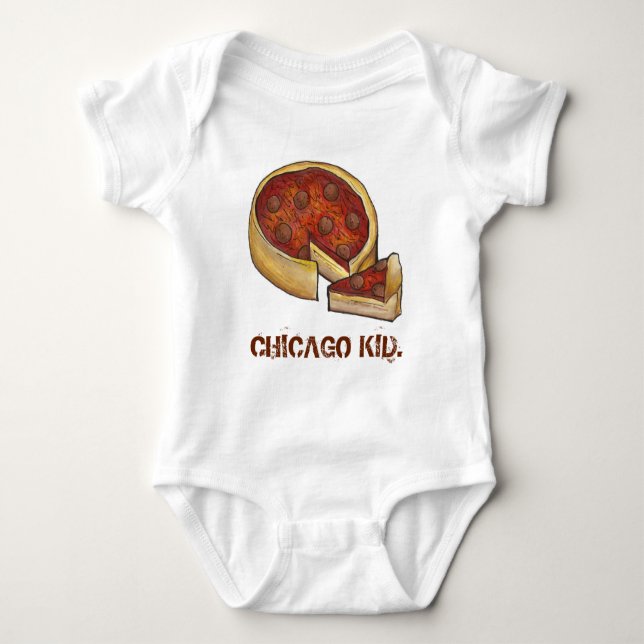 CHICAGO KID Illinois Deep Dish Pepperoni Pizza Tee (Framsida)