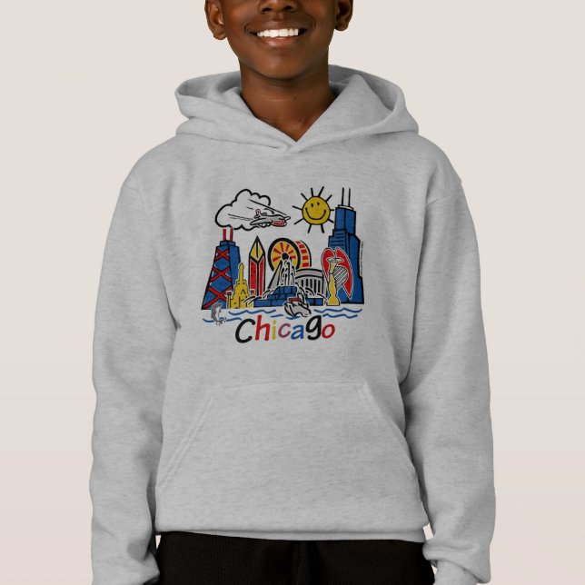 Chicago Kids Cute Skyline T Shirt (Framsida)