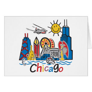 Chicago Kids Skyline Hälsningskort