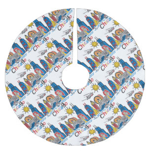 Chicago Kids Skyline Julgransmatta Borstad Polyester