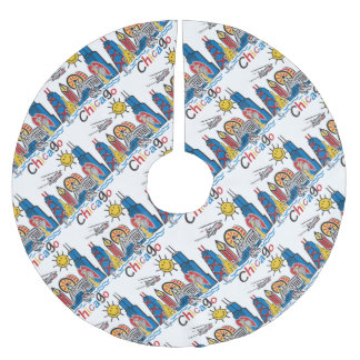 Chicago Kids Skyline Julgransmatta Borstad Polyester