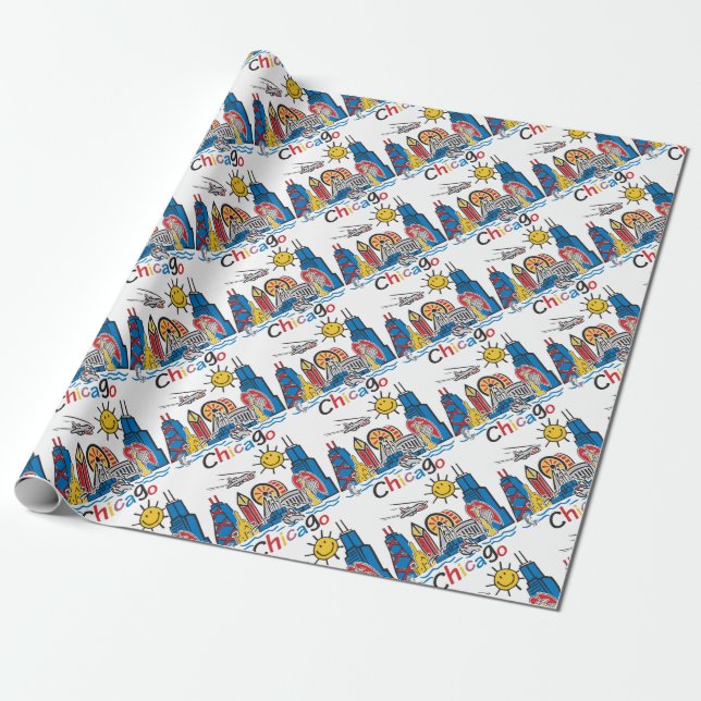 Chicago Kids Skyline Presentpapper (Utrullad)