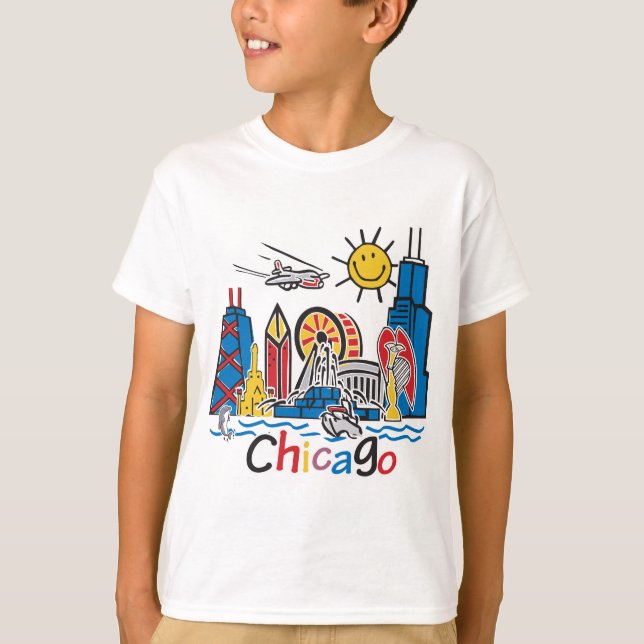 Chicago Kids Skyline T Shirt (Framsida)
