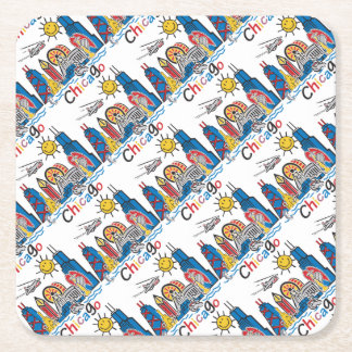 Chicago Kids Skyline Underlägg Papper Kvadrat
