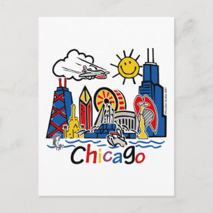 Chicago Kids Skyline Vykort