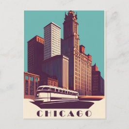 Chicago, kollektivtrafik, resa vykort
