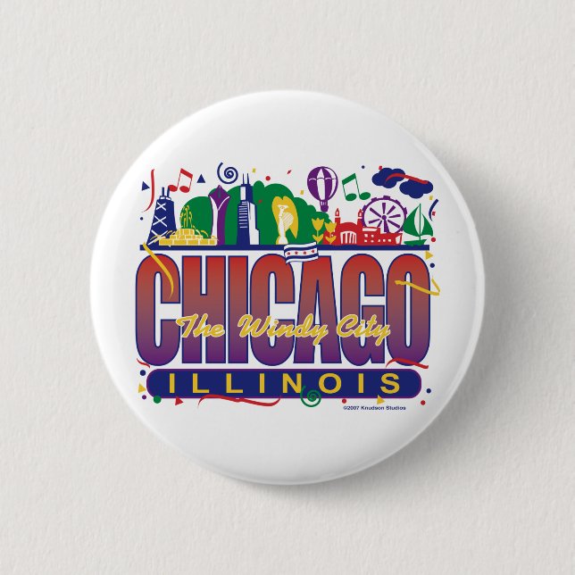 Chicago-Konfettiar Knapp (Framsida)