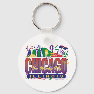 Chicago-Konfettiar Nyckelring
