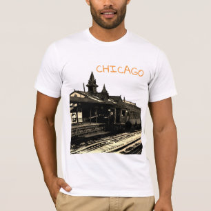 Chicago L 1950 Watercolor Sepia Photograph Tunnelb T-shirt