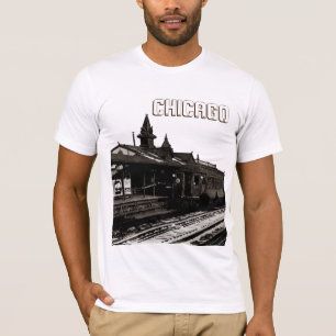 Chicago L 1950 Watercolor Sepia Photograph Tunnelb Tee
