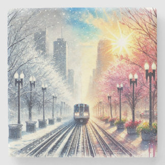 Chicago 'L' Tåg Säsong Stone Underlägg