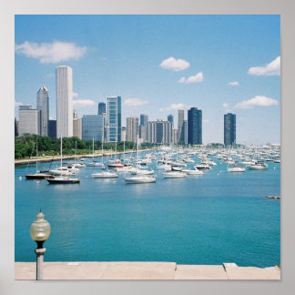 Chicago Lakefront Skyline Poster/Skriv ut Poster