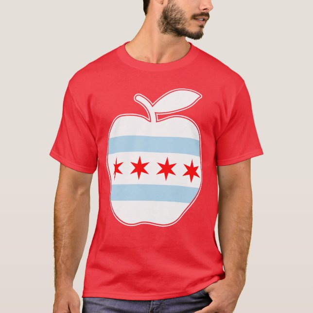 Chicago Lärare Red for Ed Apple Flagga T Shirt (Framsida)