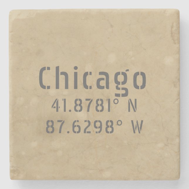 Chicago Latitude Longitud Stenunderlägg (Framsidan)