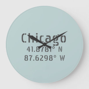 Chicago Latitude Longitude Stor Klocka
