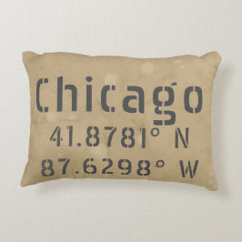 Chicago Latitude Longitude Uban Prydnadskudde