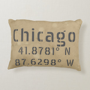 Chicago Latitude Longitude Uban Prydnadskudde