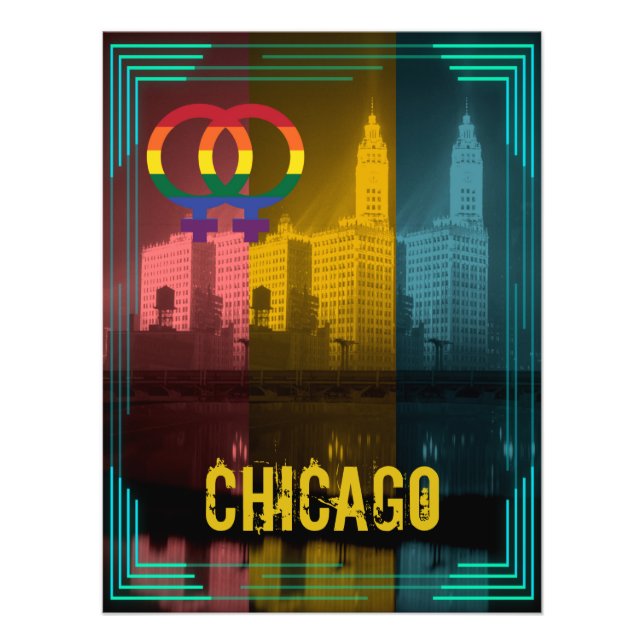 Chicago Lesbisk Interest Colorful Pride Gay Fototryck (Framsidan)