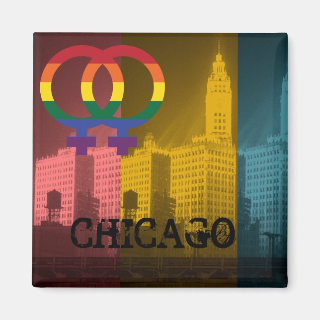 Chicago Lesbisk Interest Colorful Pride Gay Magnet (Framsidan)