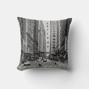 Chicago Madison Street Grayscale Dekorativ kudde