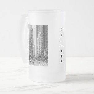 Chicago Madison Street Grayscale Frosted Glass Bee Frostat Ölglas