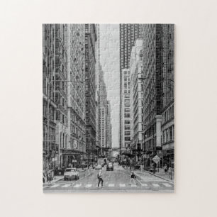 Chicago Madison Street Grayscale Jigszle Puzzle Pussel