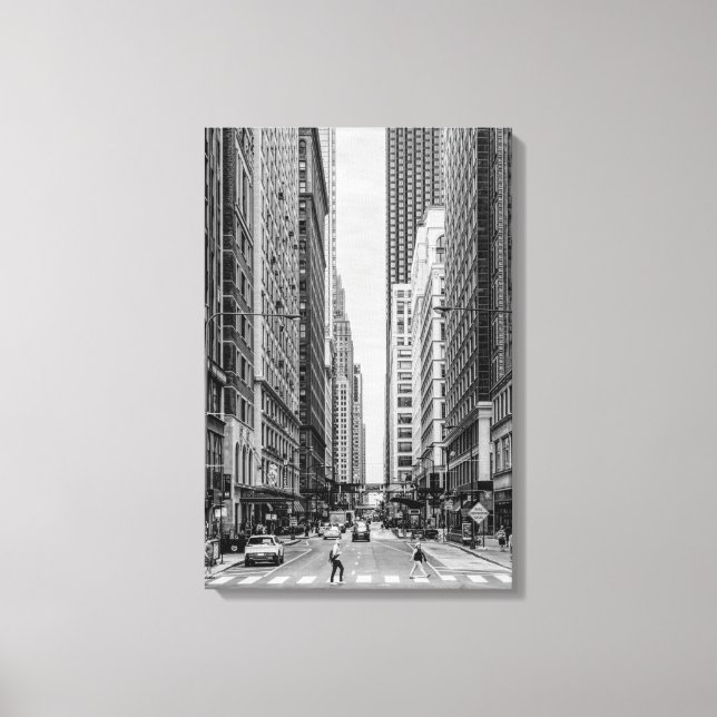 Chicago Madison Street Grayscale Kanvastryck (Framsida)