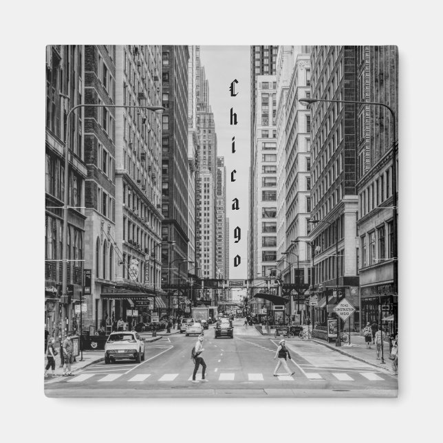 Chicago Madison Street Grayscale Magnet (Framsidan)