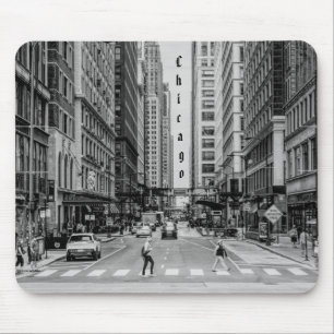 Chicago Madison Street Grayscale Mouse Pad Musmatta