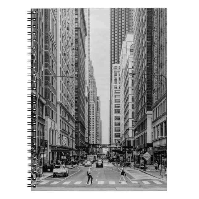 Chicago Madison Street Grayscale Notebook Anteckningsbok (Framsidan)