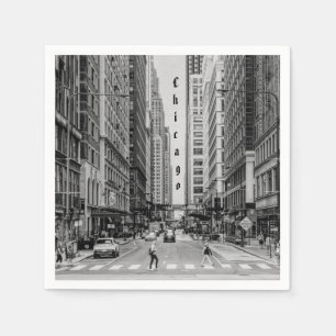 Chicago Madison Street Grayscale Pappra Napkins Pappersservett