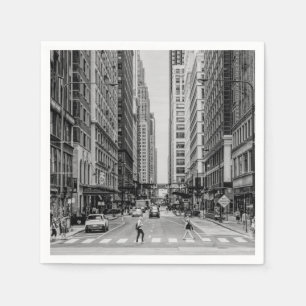 Chicago Madison Street Grayscale Papprare Napkins Pappersservett