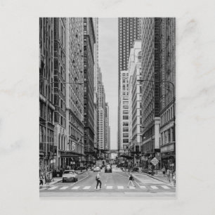 Chicago Madison Street Grayscale Postcard Vykort