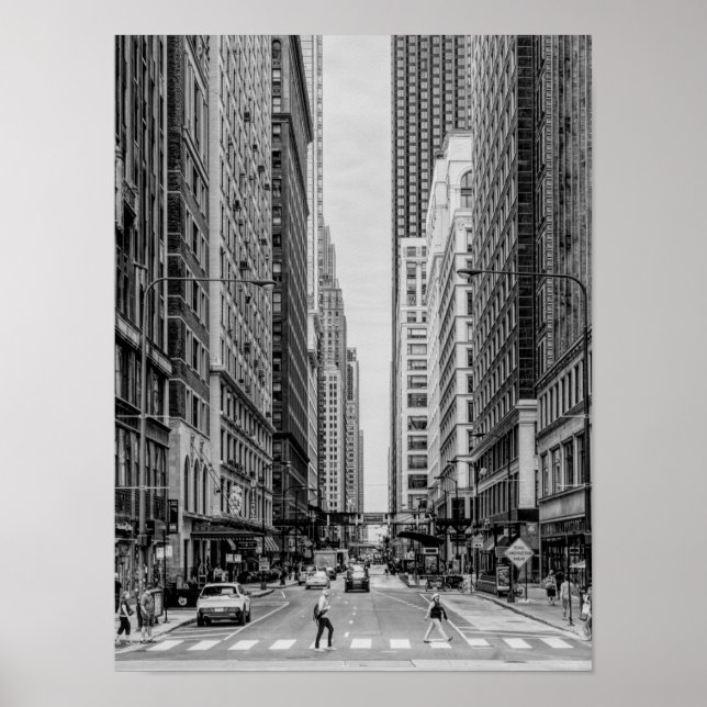 Chicago Madison Street Grayscale Poster (Framsidan)