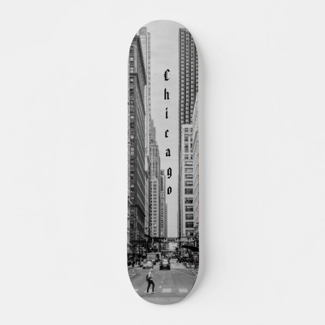 Chicago Madison Street Grayscale Skateboard (Framsida)