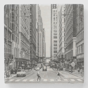 Chicago Madison Street Grayscale Stone Underlägg